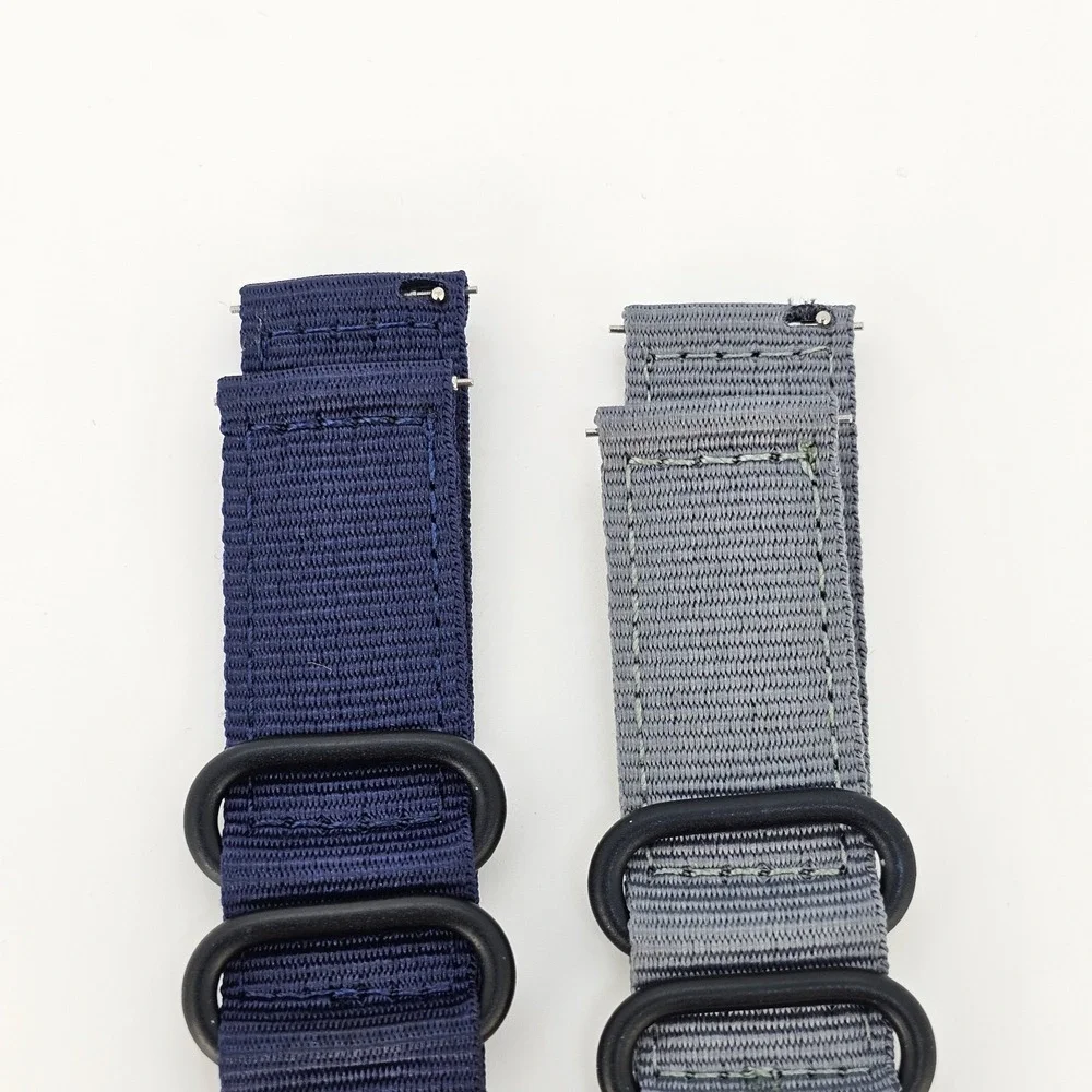 2X Men's 22MM Navy Blue Gray Nylon Canvas Watch Band Strap‎ Quick Release Dark